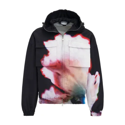 Alexander McQueen , Solarised Flower Hooded Jacket ,Multicolor male, Sizes: