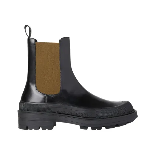 Alexander McQueen , Stack Chelsea Boots, Leather, Modern Style ,Black male, Sizes: