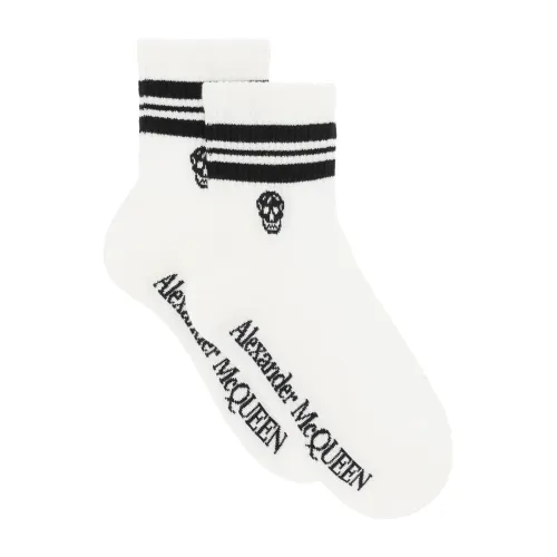 Alexander McQueen , Stripe Skull Sports Socks ,White female, Sizes: