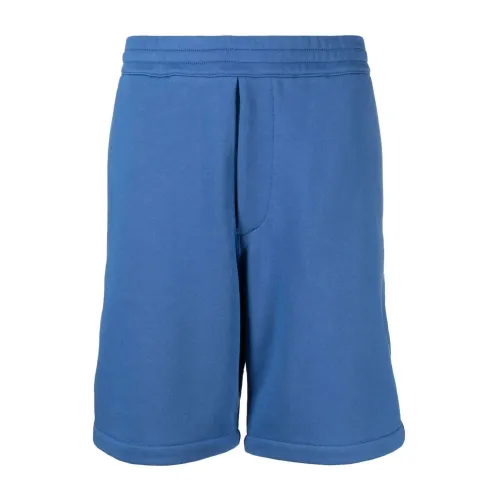 Alexander McQueen , Stylish Blue Long Shorts with Logo-Tape Detailing ,Blue male, Sizes: