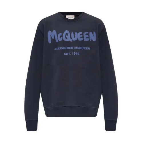 Alexander McQueen , Sweatshirt with logo ,Blue male, Sizes: