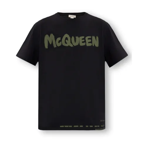 Alexander McQueen , T-shirt with logo ,Black male, Sizes:
