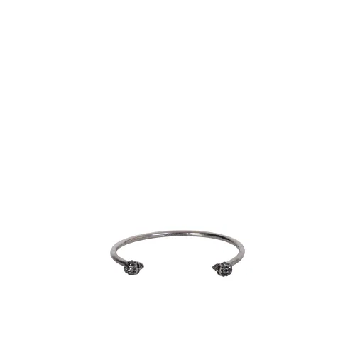 Alexander McQueen , Thin Skull Brass Bracelet ,Gray female, Sizes: M