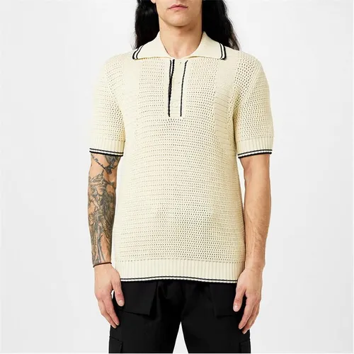 ALEXANDER MCQUEEN Tipped Crochet Polo Shirt - Cream