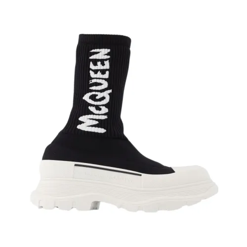 Alexander McQueen , Tread Slick Sneakers in Black and White Fabric ,Black female, Sizes: