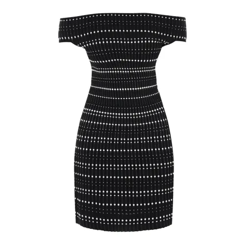 Alexander McQueen , Two-Tone Knit Mini Dress ,Black female, Sizes: