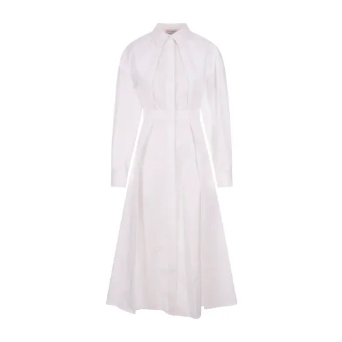 Alexander McQueen , White Cotton Poplin A-Line Shirt Dress ,White female, Sizes: