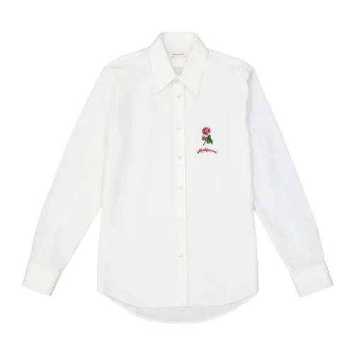 Alexander McQueen , White Flower Detail Cotton Shirt ,White male, Sizes: