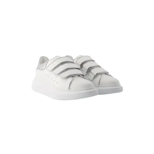 Alexander McQueen , White/Silver Leather Sneakers - Platform, Velcro Closure ,White female, Sizes: