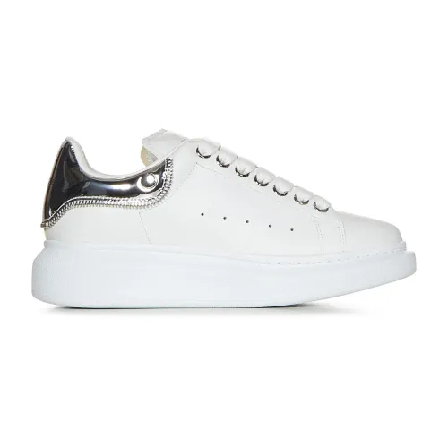 Alexander McQueen , White Sneakers with Silver Detailing ,White female, Sizes: