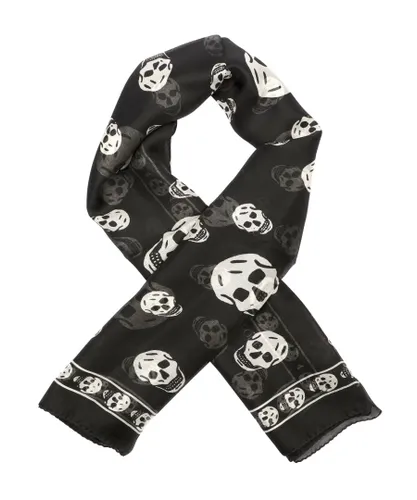 Alexander Mcqueen Womens Skull silk scarf black white - One