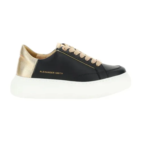 Alexander Smith , Women`s sneakers with platform sole ,Black female, Sizes:
