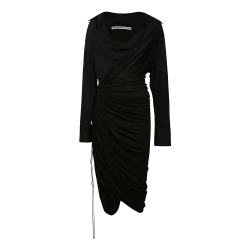 Alexander Wang , Asymetrical Cowleck Dress ,Black female, Sizes:
