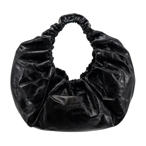 Alexander Wang , Craquelé Leather Crescent Shoulder Bag ,Black female, Sizes: ONE SIZE