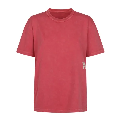 Alexander Wang , Essential Logo Tee with Bound Neck ,Red female, Sizes: