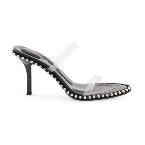 Alexander Wang , Leather Mules with PVC Straps and Studs ,Black female, Sizes: