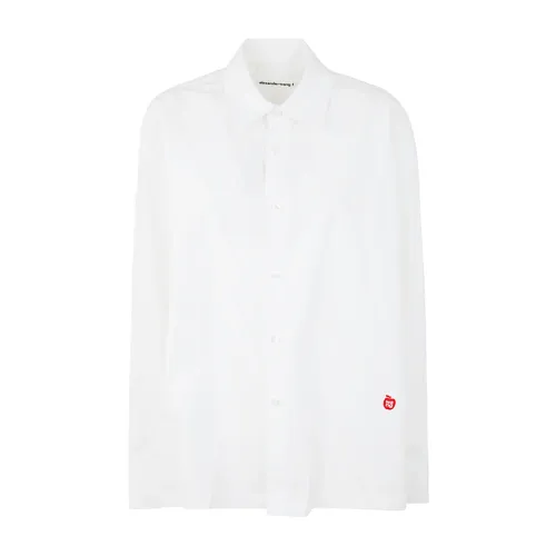 Alexander Wang , Logo Apple Patch Long Sleeve Shirt ,White female, Sizes:
