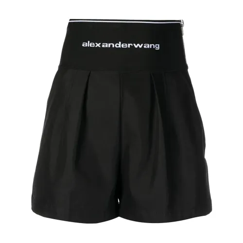 Alexander Wang , Logo Waistband Safari Shorts ,Black female, Sizes:
