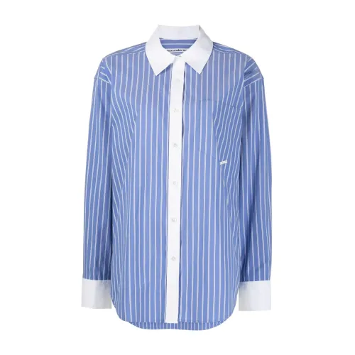Alexander Wang , Stripe-Print Long-Sleeved Shirt ,Blue female, Sizes: