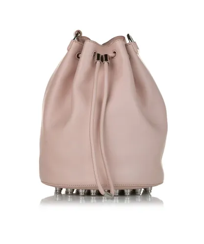 Alexander Wang Womens Vintage Diego Leather Drawstring Alpha Bucket Bag Pink Calf Leather - One Size