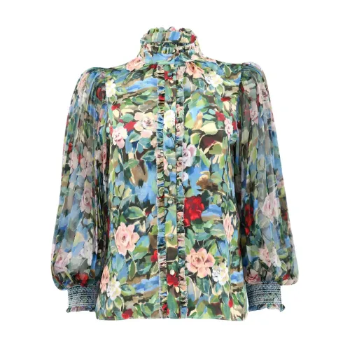 Alice + Olivia , Floral Print Frilled Top ,Multicolor female, Sizes: