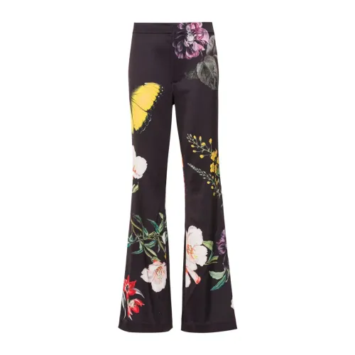 Alice + Olivia , Floral Print High Waist Trousers ,Multicolor female, Sizes: