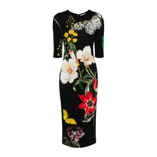 Alice + Olivia , Floral Print Jersey Dress ,Multicolor female, Sizes: