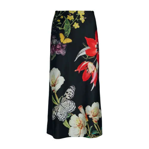 Alice + Olivia , Floral Print Satin Midi Skirt ,Multicolor female, Sizes: