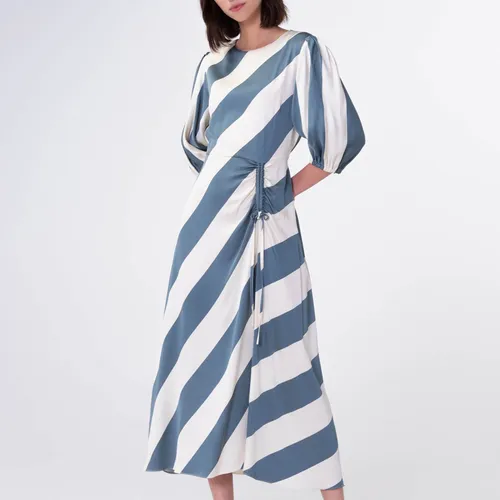 Aligne Getson Humbug Stripe Satin Midi Dress