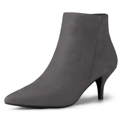 Allegra K Women's Pointed Toe Side Zip Stiletto Ankle Boots