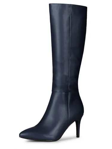 Allegra K Women's Pointed Toe Stiletto Heel Knee High Boots