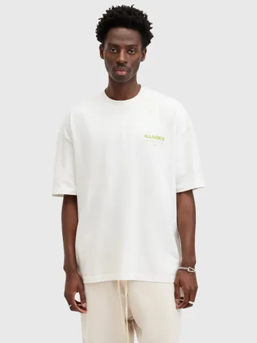 AllSaints Access Organic Cotton Oversized T-Shirt - Ashen White - Male