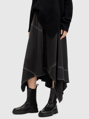 AllSaints Agnes Asymmetric Maxi Skirt, Black - Black - Female