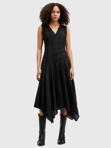 AllSaints Avania Cotton Broderie Midi Dress, Black - Black - Female