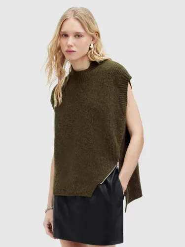 AllSaints Castel Wool Blend Knitted Tank Top - Khaki Green - Female