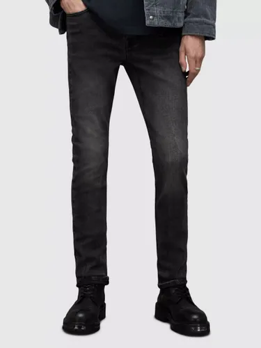 AllSaints Cigarette Skinny Fit Jeans, Washed Black - Washed Black - Male