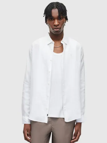 AllSaints Cypress Linen Long Sleeve Shirt - Optic White - Male