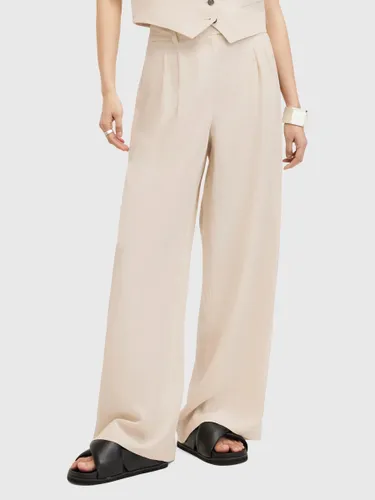 AllSaints Deri Lyn Wide Leg Tailored Trousers - Cream White - Female