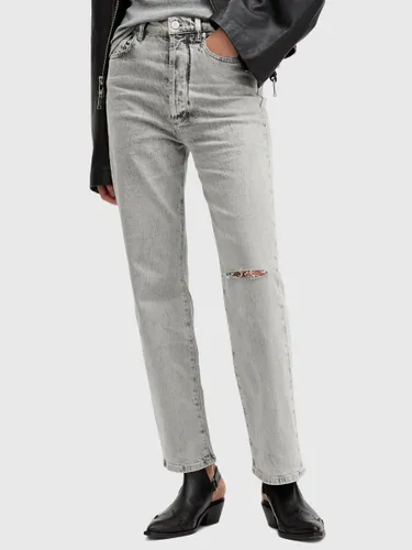 AllSaints Edie High Rise Straight Jeans, Snow Grey - Snow Grey - Female