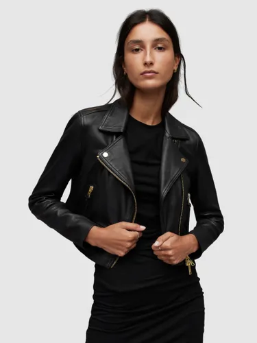 AllSaints Elora Cropped Leather Biker Jacket - Black - Female