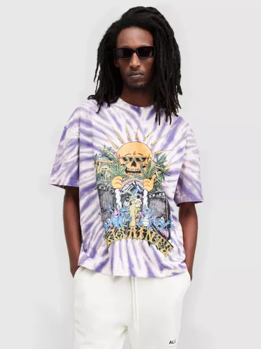 AllSaints Fest Oversized Graphic T-Shirt - Lilac/Multi - Male