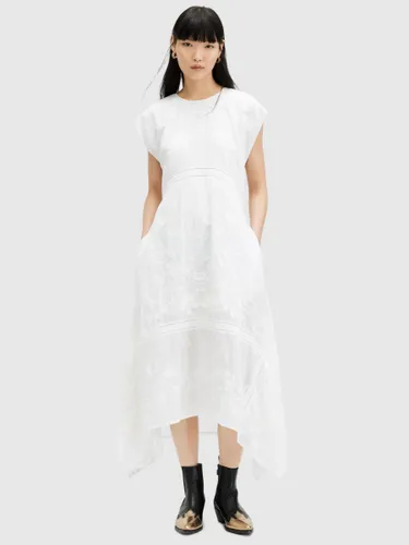 AllSaints Gianna Embroidered Midi Dress, Off White - Off White - Female