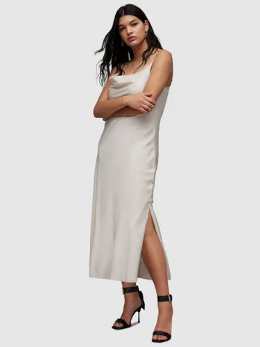 AllSaints Hadley Cowl Neck Midi Slip Dress - Arctic White - Female