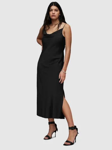 AllSaints Hadley Cowl Neck Midi Slip Dress - Black - Female