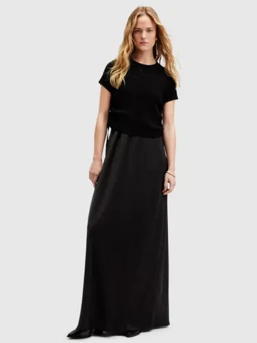 AllSaints Hayes 2-in-1 Maxi Slip Dress - Black - Female