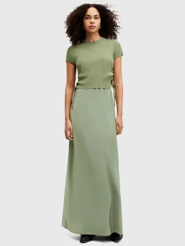 AllSaints Hayes 2-in-1 Maxi Slip Dress - Oil Green - Female