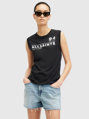 AllSaints Imogen Logo Print Tank Top, Black - Black - Female