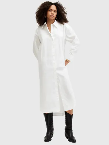 AllSaints Imogen Organic Cotton Midi Shirt Dress, Chalk White - Chalk White - Female