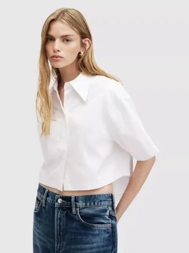 AllSaints Joanna Organic Cotton Cropped Shirt, White - White - Female