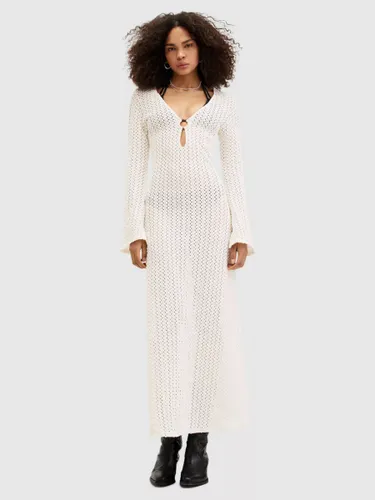 AllSaints Karma Organic Cotton Maxi Dress, Chalk White - Chalk White - Female